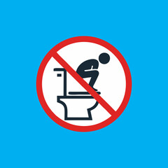 vector icon prohibiting squatting on a toilet seat