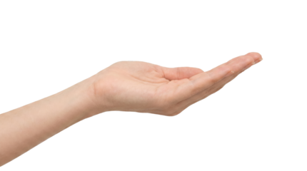 Open female palm reaching gesture side view