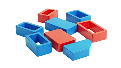 Obraz premium Red and Blue Rectangular Building Blocks