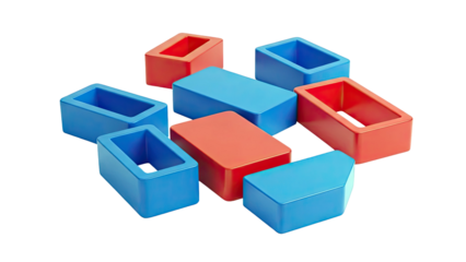 Red and Blue Rectangular Building Blocks