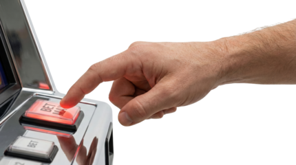Hand pressing bet max button on slot machine