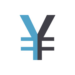 Obraz premium Minimalist two-tone graphic illustration of a stylized currency symbol, representing global finance and economic concepts with a modern design aesthetic