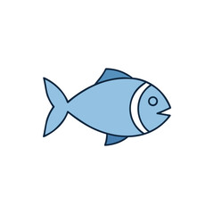 Simple illustration of a light blue fish with fins and a tail