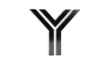 3D Render of a Black Capital Letter Y with Glossy Finish