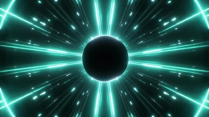 Glowing Neon Circle with Radiant Light Beams.