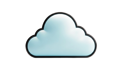 3D Blue Cloud Shape with Black Outline