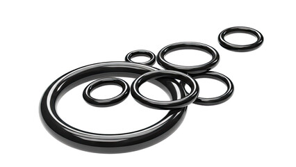 Fototapeta premium Arrangement of glossy black rings