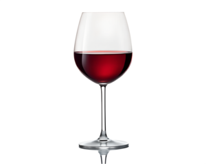 Elegant Glass of Red Wine Isolated on White Background
