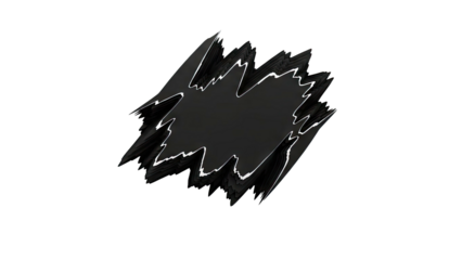 Abstract black layered shape with white outline on white background