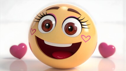 Happy face emoji with hearts