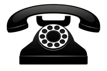 Classic Black Rotary Dial Telephone Illustration Isolated on White