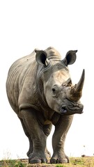 Obraz premium Majestic Rhino Standing Tall - A Portrait of Wildlife Beauty.