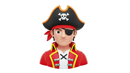 Cartoon Pirate with Eye Patch and Jolly Roger Hat