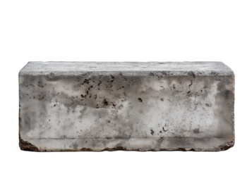 Rough Textured Concrete Block with Rounded Edges isolated on a transparent background construction material