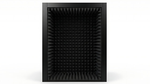 Acoustic foam panel box with pyramid pattern.