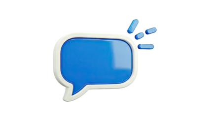 3D Blue Speech Bubble Icon with Notification Dots