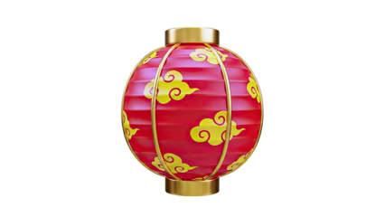 Red and Gold Chinese Lantern with Cloud Pattern