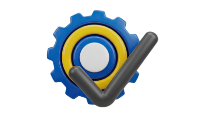 3D Icon: Gear with Checkmark