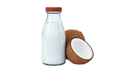 Bottle of Coconut Milk with Coconuts