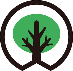 Obraz premium Logo of a trail marker shaped like a tree minimalist 2D flat two-color clean vector design