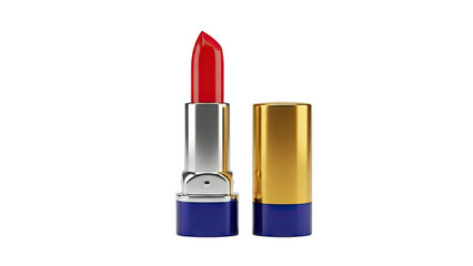 Open Red Lipstick with Gold Cap and Blue Base