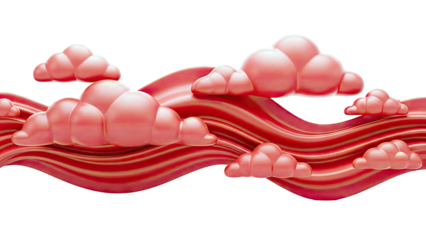 Red Clouds and Wavy Ribbons