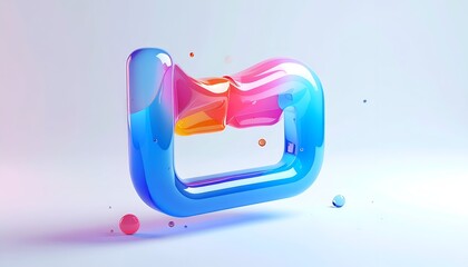 3D abstract shape, fluid, colorful, with droplets and soft gradient background