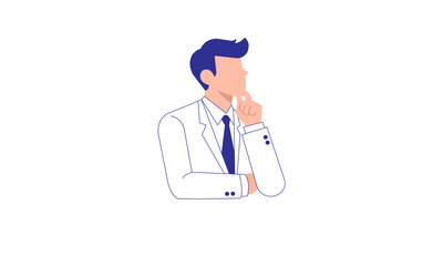 Fototapeta premium Businessman Thinking and Analyzing Strategy Concept Illustration