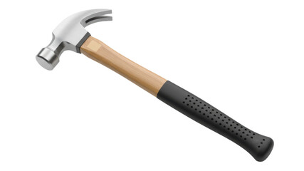 Shiny Steel Claw Hammer with Wooden and Black Rubber Handle Product Shot