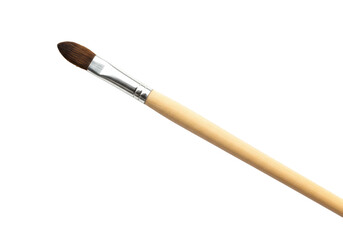 A pristine artist's paintbrush with a sable head and maple handle on a transparent background with copy space. Concept of artistic excellence and tools.