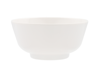 Close up, white blank melamine plastic bowl, size 4.5 inches, concept for cutout of various small foods vegetables fruits or snacks and place them in a bowl, isolated object on transparent background.