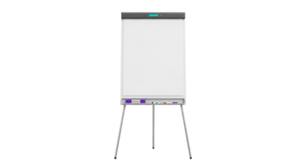 White Flip Chart Easel with Tripod Stand Mockup on White Background