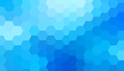 Geometric abstract pattern composed of blue hexagons, gradient shades from light to dark, creating a mosaic effect