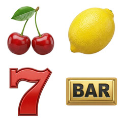 Casino slot machine symbols collection on transparent background © BTG