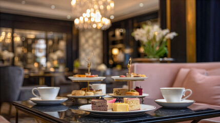 ホテルラウンジで楽しむ豪華なアフタヌーンティーとスイーツ