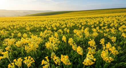 Obraz premium Vibrant Field of Yellow Flowers in Bloom.