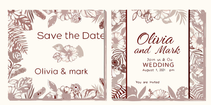 Elegant save the date cards with floral designs for a wedding celebration