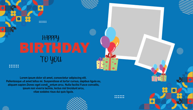 birthday greeting card / poster design. background is bright blue, giving a cheerful and festive feeling. - Powered by Adobe