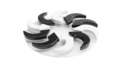 Interlocking Black and White Arrows in Circular Formation