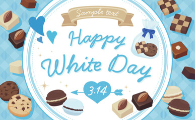 ホワイトデーフレーム_丸フレーム_スイーツ_横