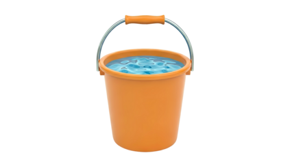 Orange Bucket Filled with Blue Water