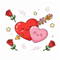 valentine card with heart and roses