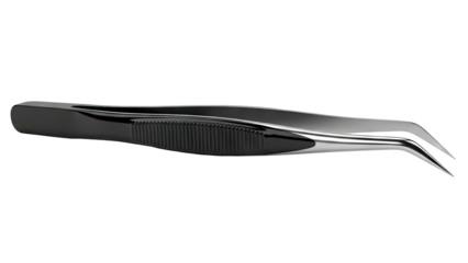 Close-up of Black and Silver Precision Tweezers