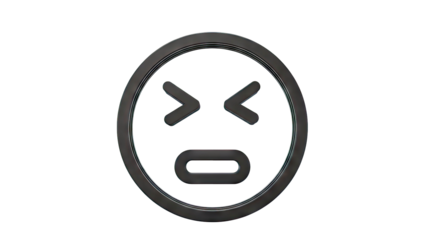 3D Rendering of a Frustrated Emoji Face