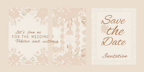 Elegant wedding save the date invitation with floral design and soft colors