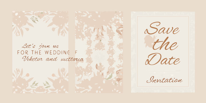 Elegant wedding save the date invitation with floral design and soft colors - Powered by Adobe