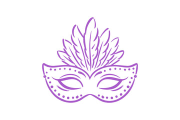 Hand drawn Mardi Gras masquerade mask with feathers sketch carnival Doodle illustration design  © Digital
