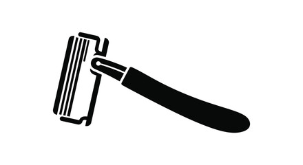 A striking black and white image depicting a modern safety razor in a bold silhouette © nhpvect02