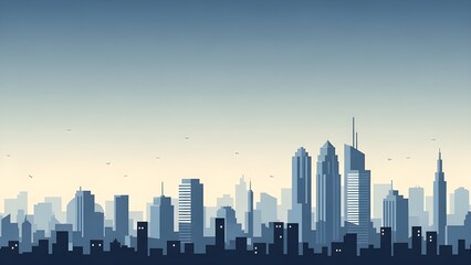 Obraz premium Modern Cityscape Art Rendered in a Minimalist Style at Dusk