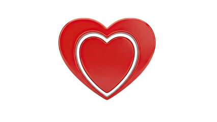 3D Red Heart with White Outline
